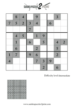 Intermediate Sudoku Puzzle to Print 2