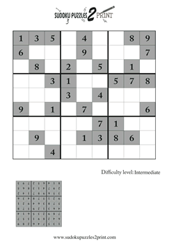 Intermediate Sudoku Puzzle to Print 4