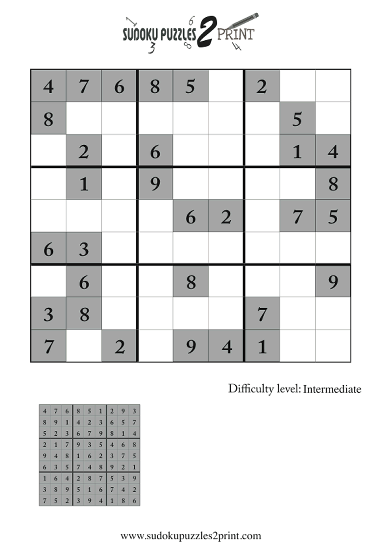 intermediate Sudoku Puzzle to Print 7